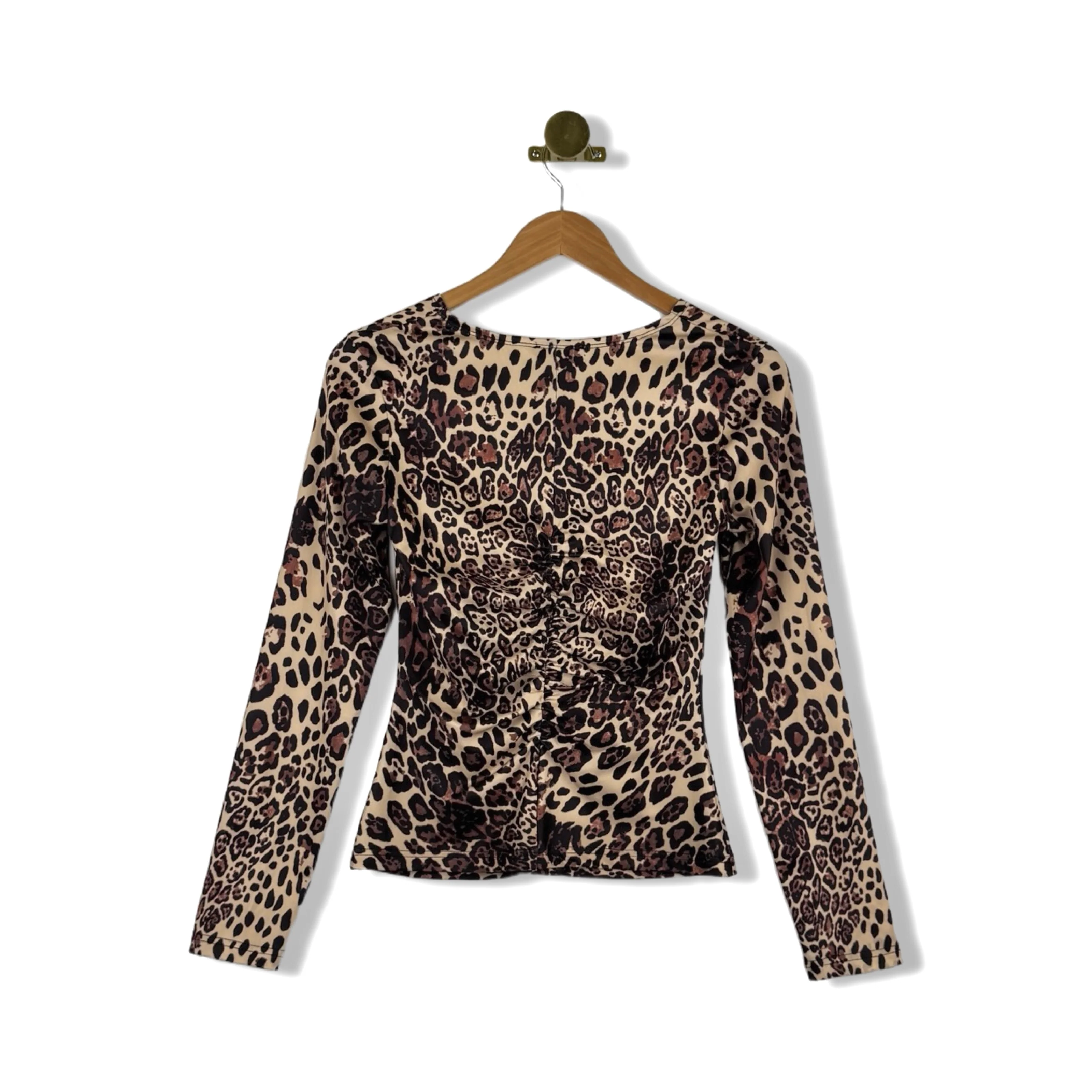 Area Stars Ruched Leopard Print Long Sleeve Top - Image 2