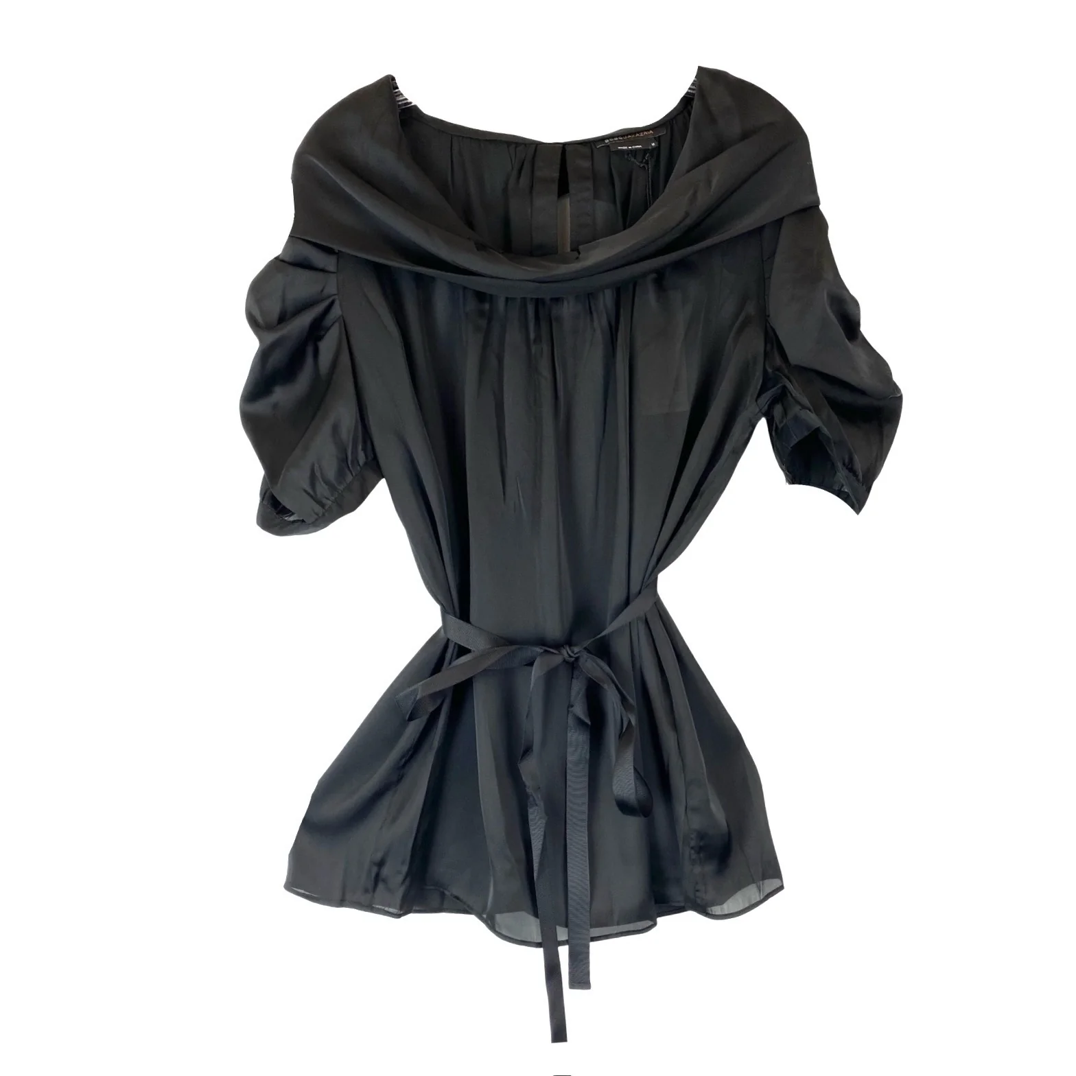 BCBGMAXAZRIA Puff Sleeve Cowl Neck Blouse - Image 6