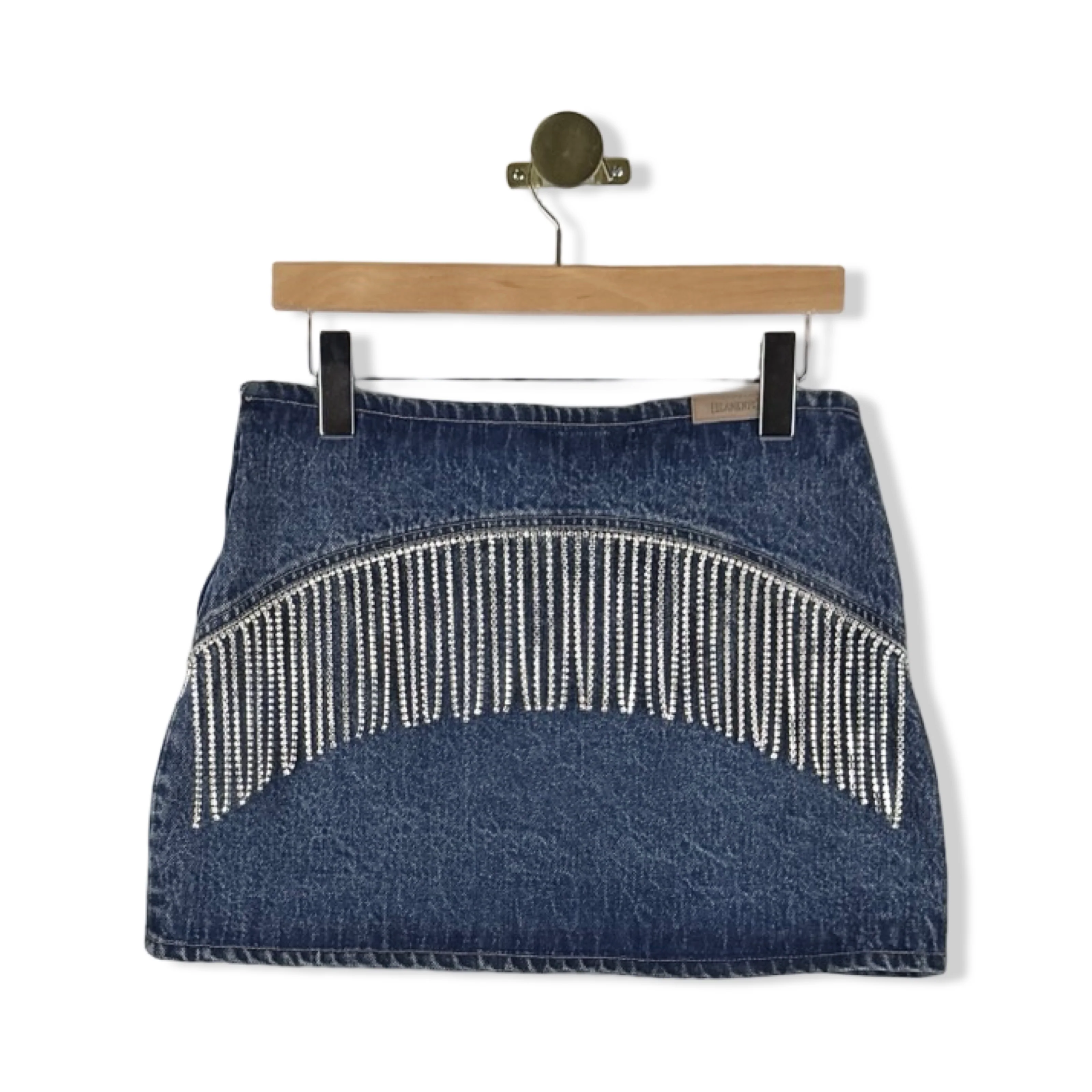 BLANKNYC Rhinestone Fringe Mini Denim Skirt - Image 2