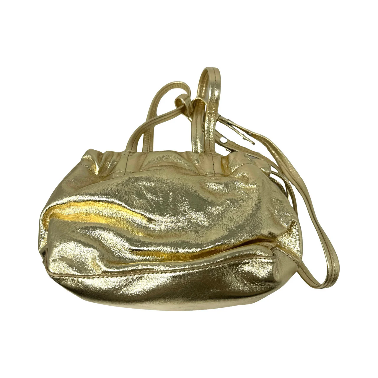 By Far Malmo Parchment Metallic Leather Bucket Bag - Image 3