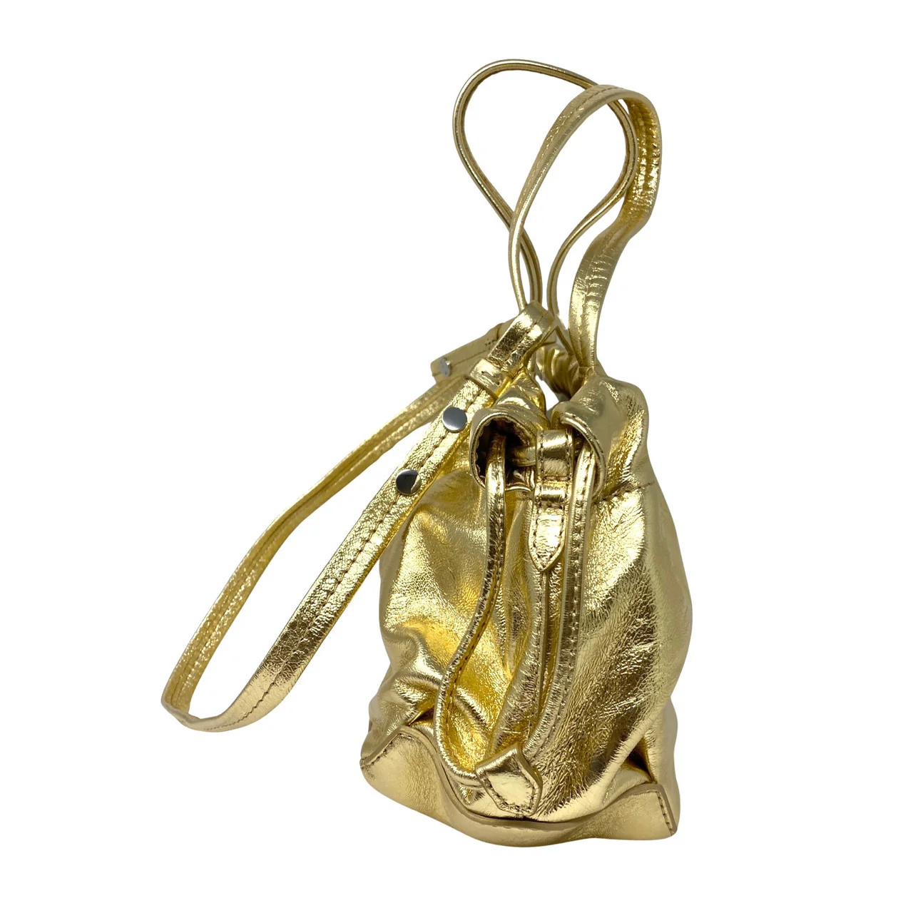 By Far Malmo Parchment Metallic Leather Bucket Bag - Image 4