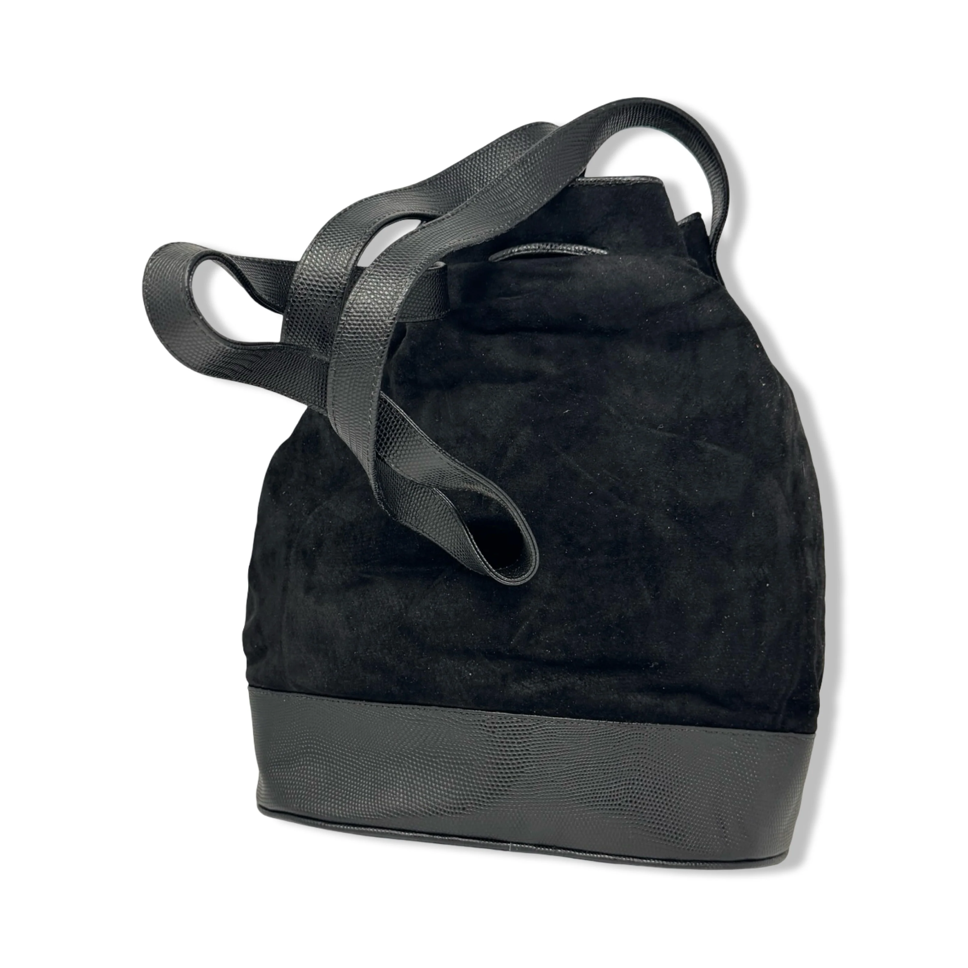 Vintage R.J. Graziano Suede Studded Bottom Bucket Bag - Image 3