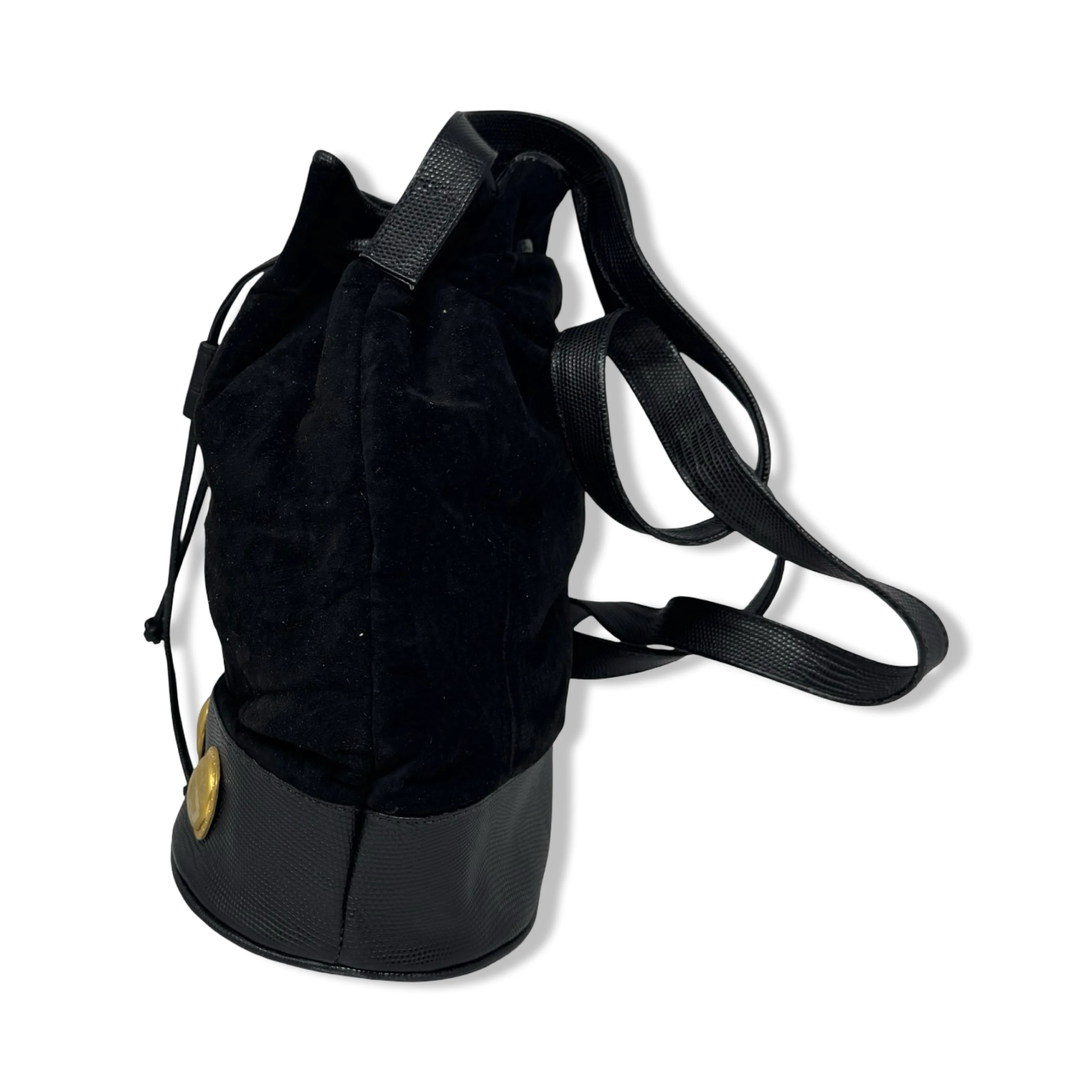 Vintage R.J. Graziano Suede Studded Bottom Bucket Bag - Image 4