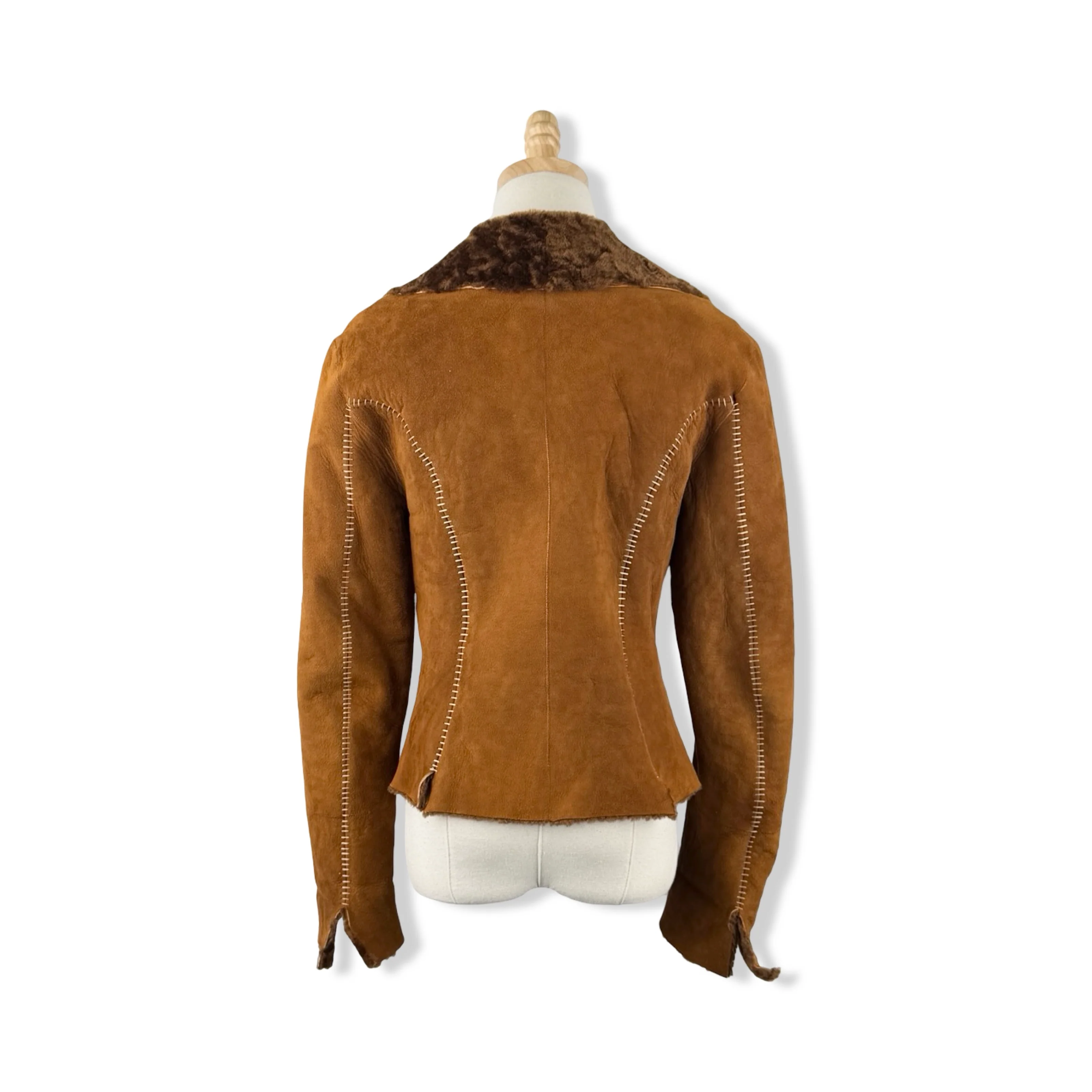 Shearling Suede Contrast Stitch Jacket - Image 2