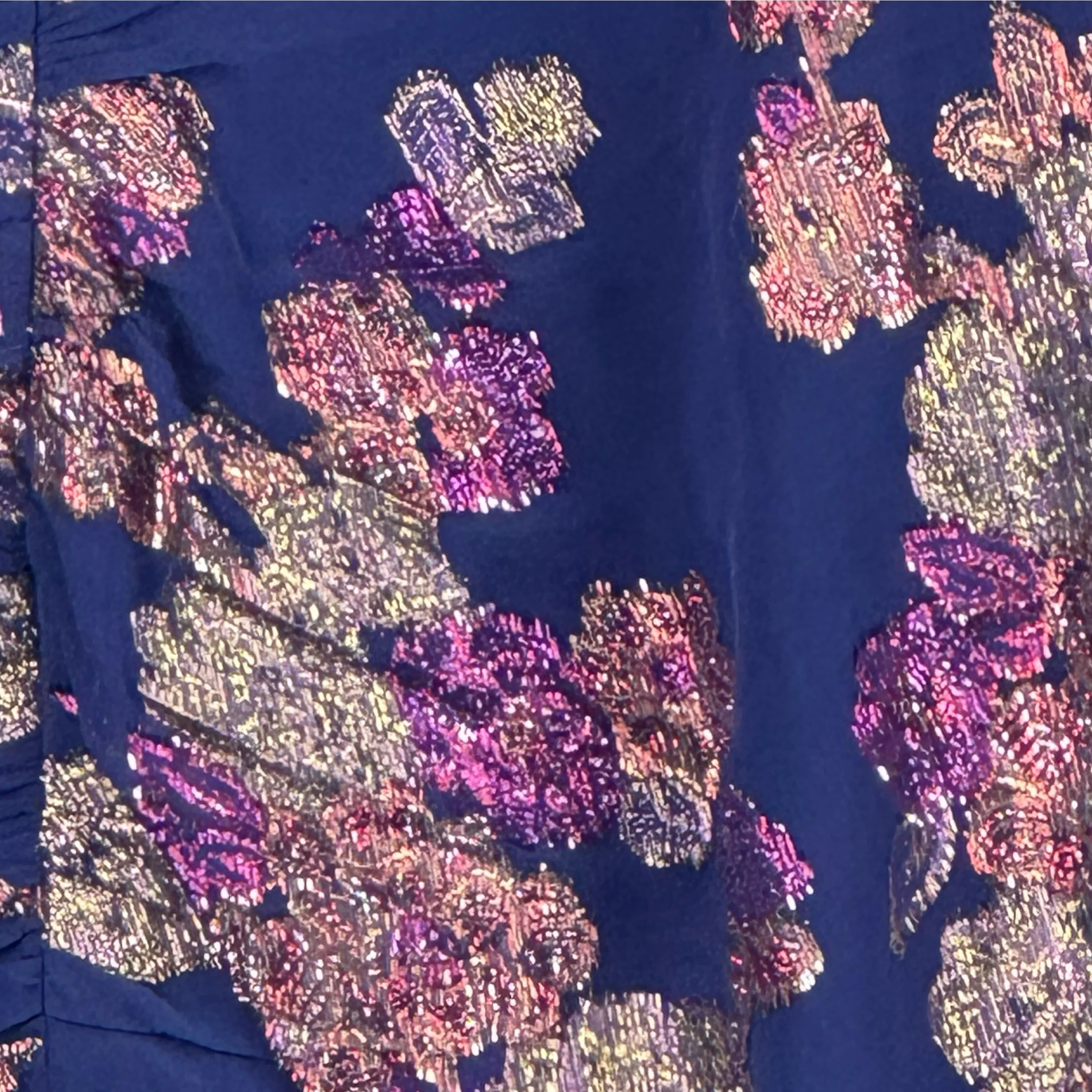 Shoshanna Metallic Floral Flutter Sleeve Dress - Image 3