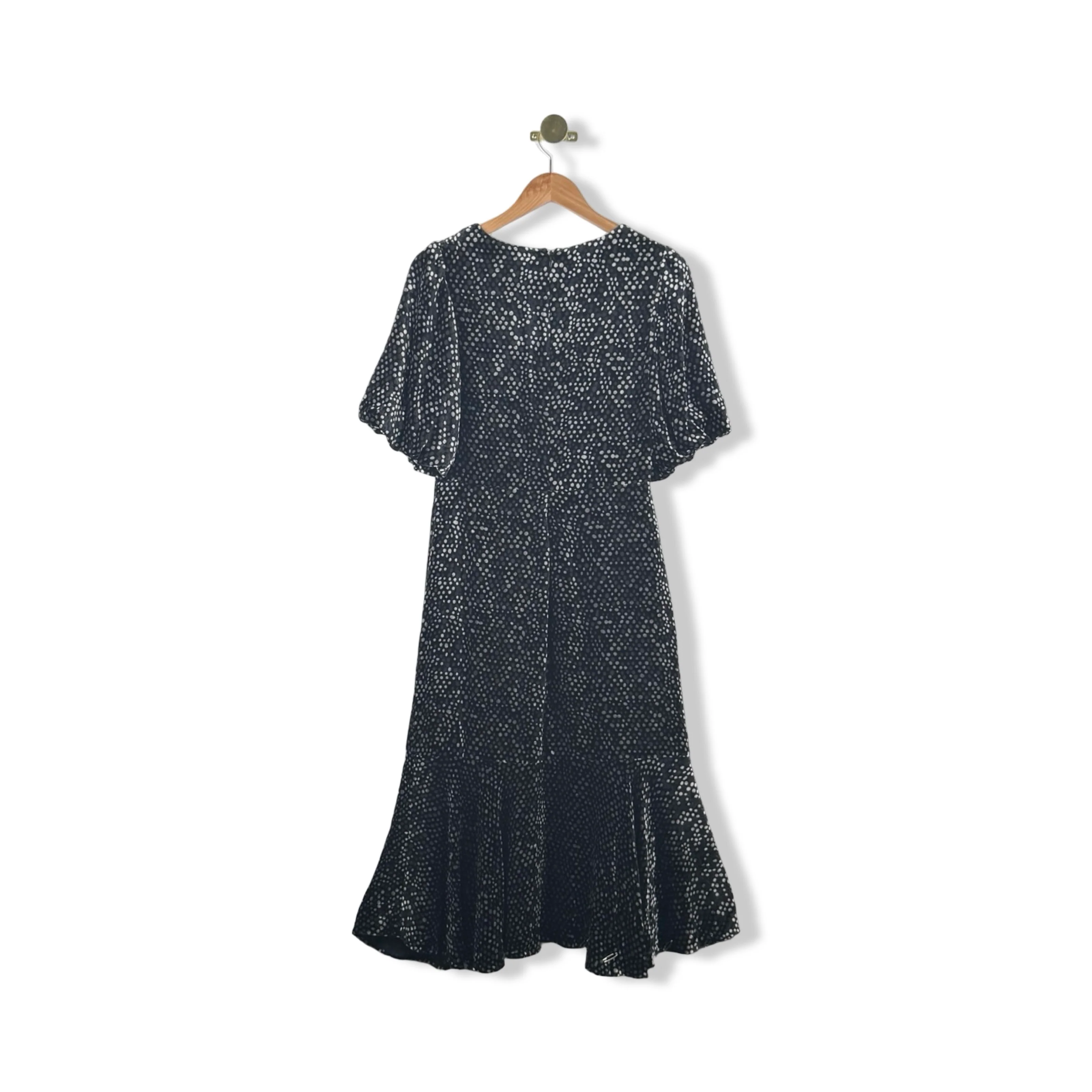 Shoshanna Puff Sleeve Velvet Polka Dot Lace Dress - Image 2