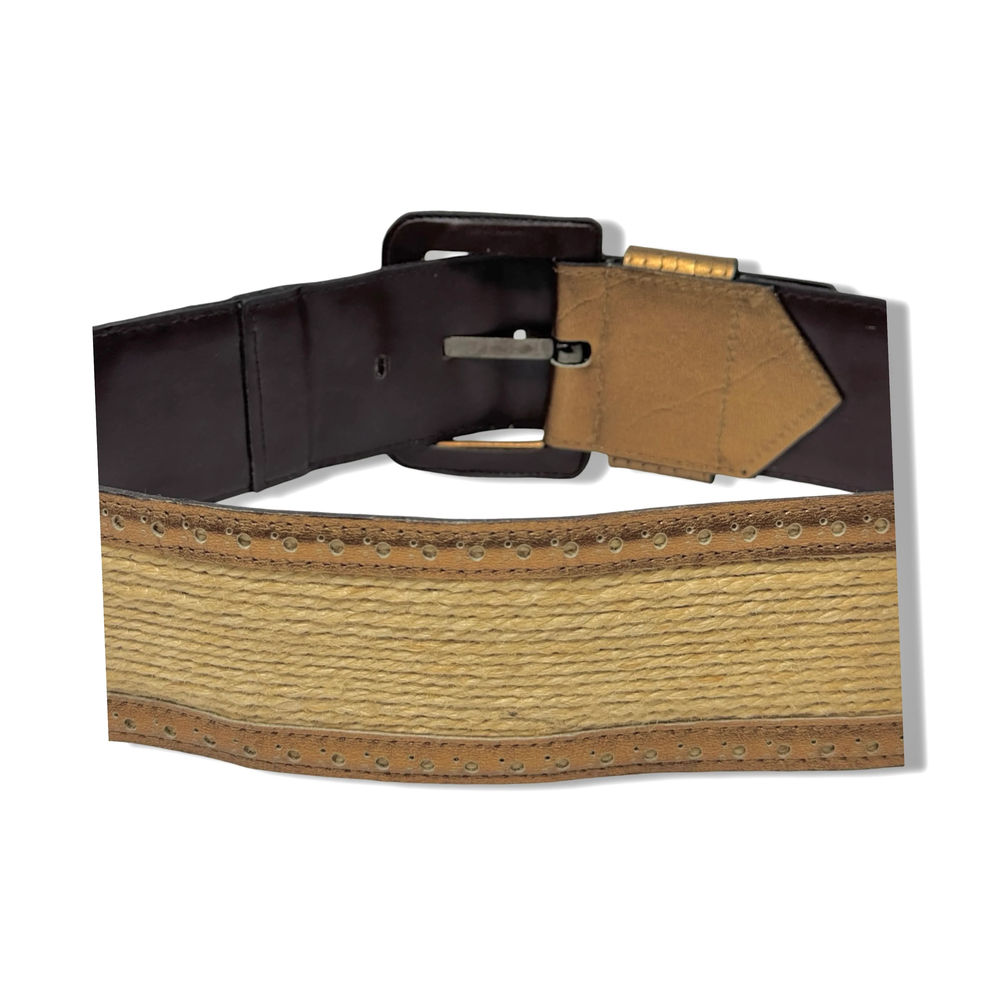 Vintage R.J. Graziano Bronze Raffia Belt - Image 3