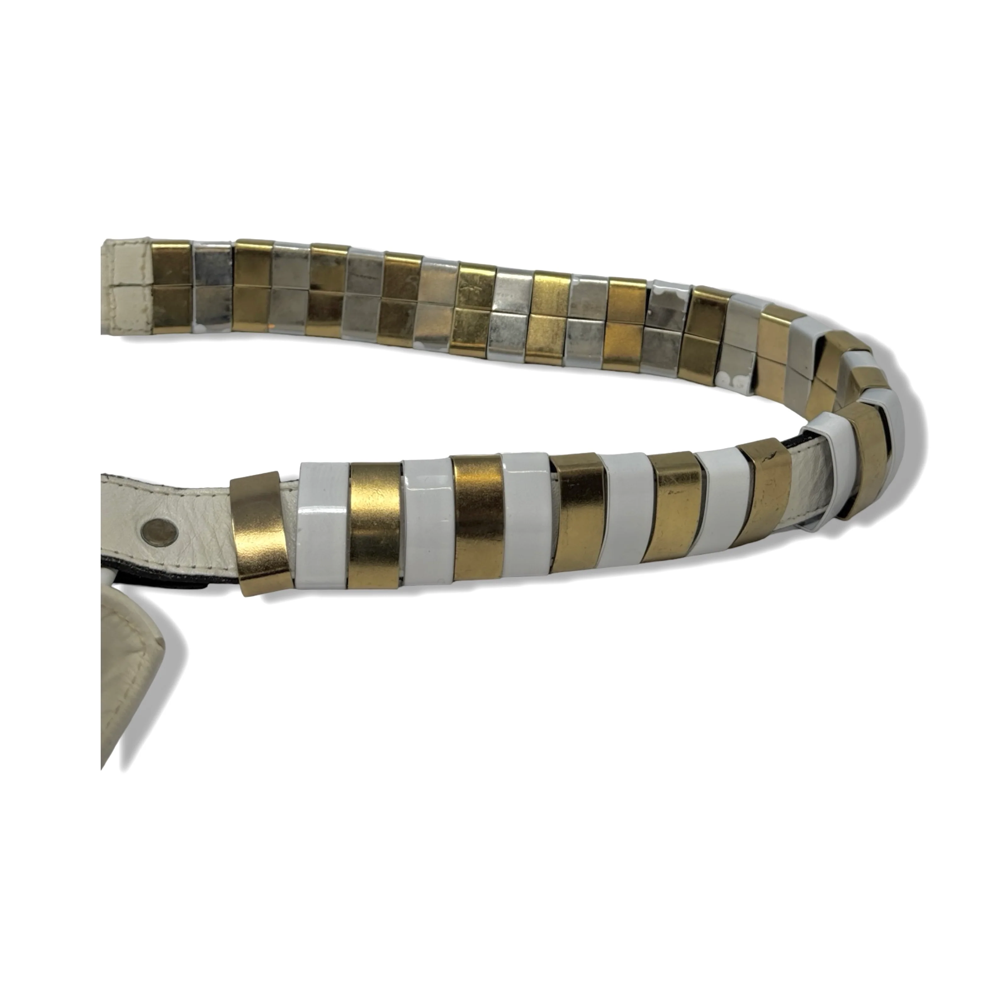 Vintage R.J. Graziano Metal Bars Self Tie Belt - Image 4