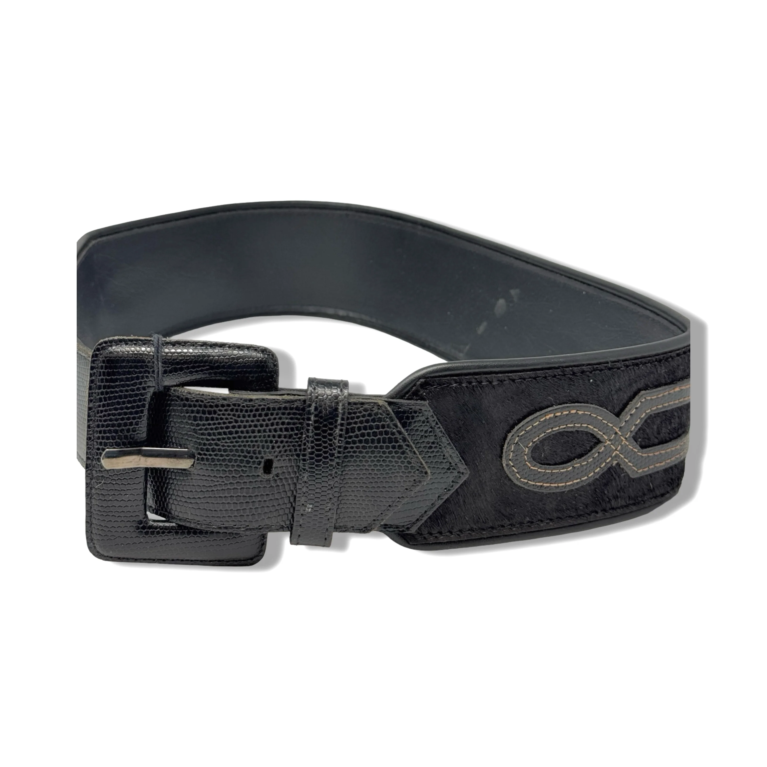 Vintage R.J. Graziano ‘87 Square Buckle Pony Hair Belt - Image 3