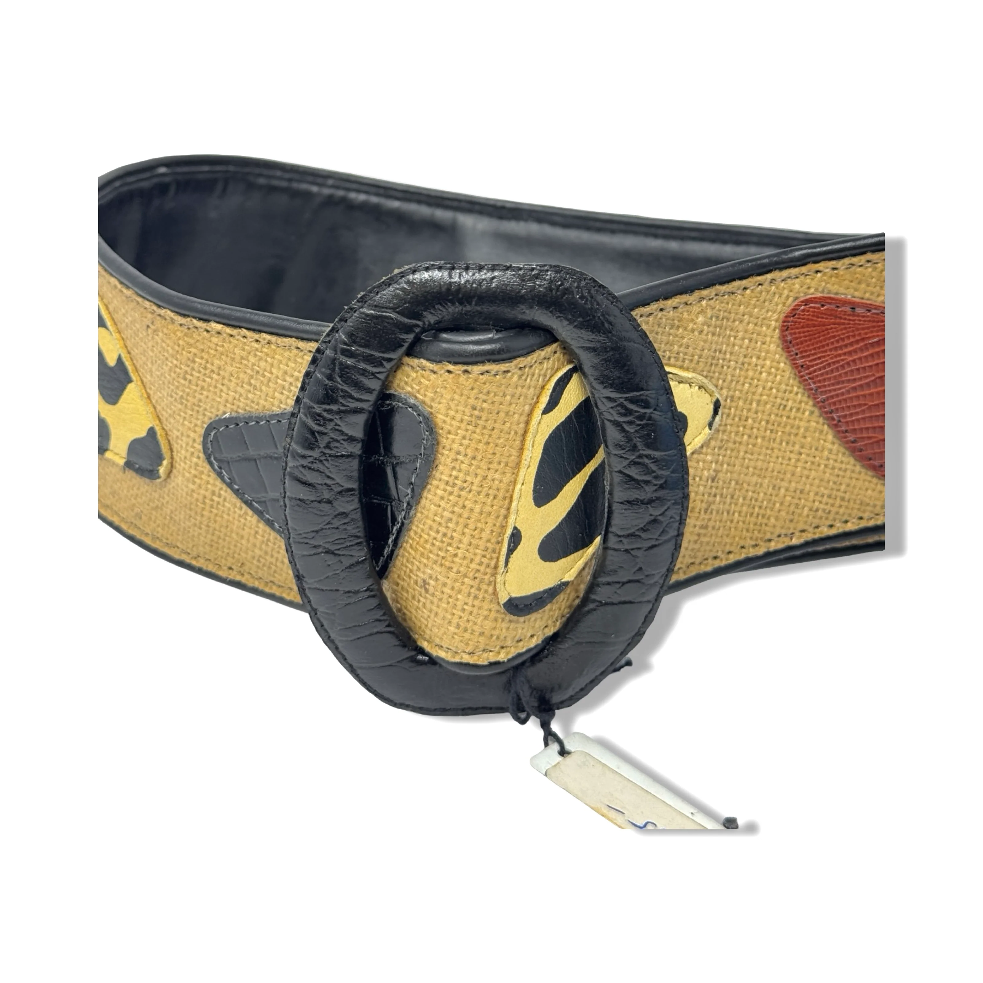 Vintage R.J. Graziano Woven Animal Print Patch Belt - Image 5