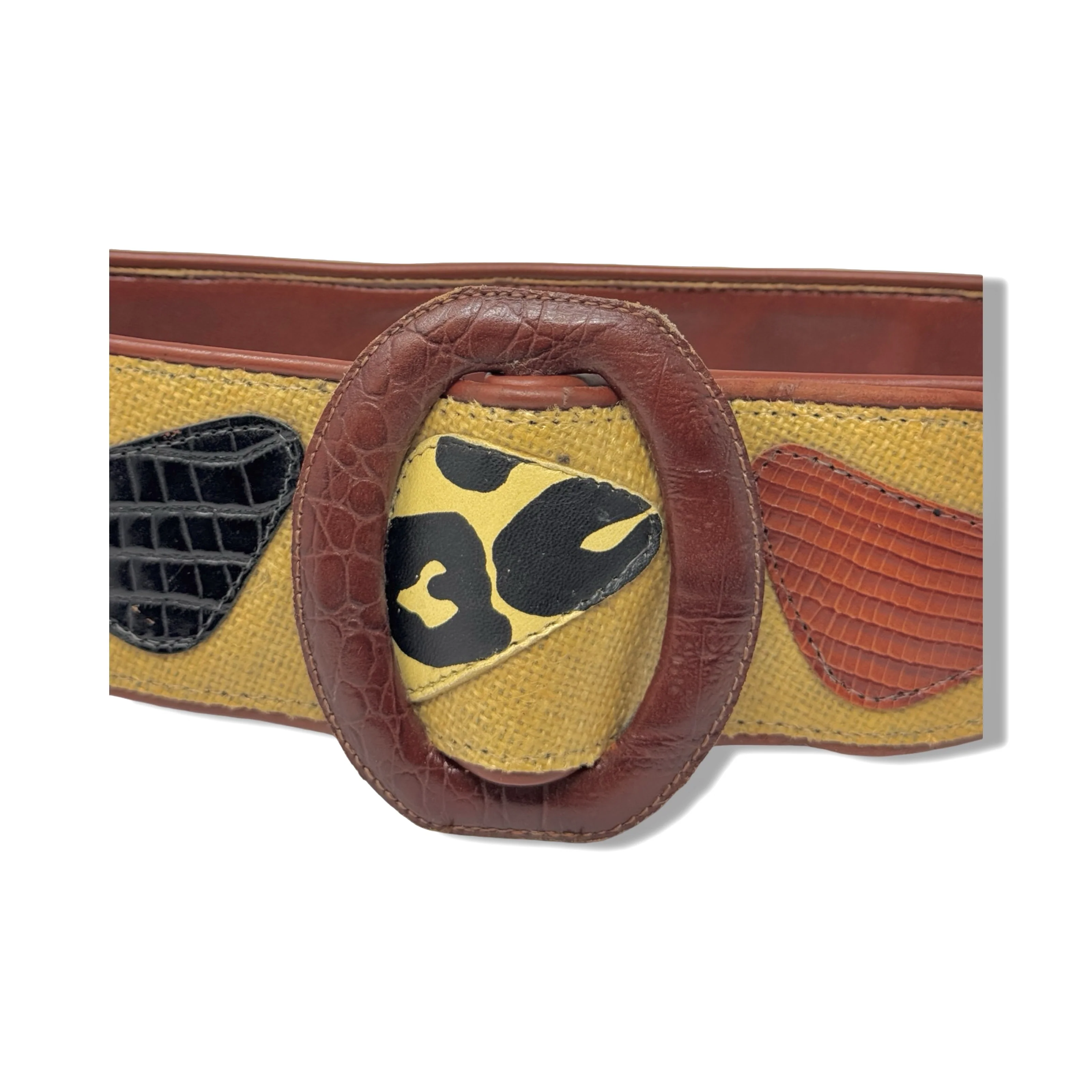 Vintage R.J. Graziano Woven Animal Print Patch Belt - Image 6